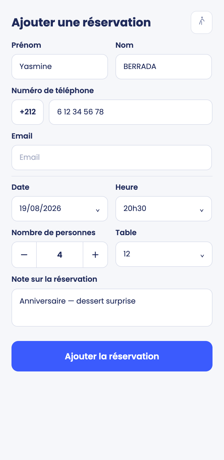 Ajouter une réservation en quelques secondes