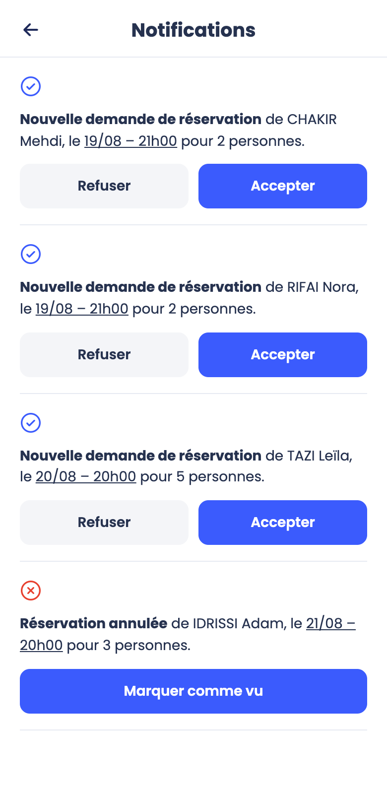 Accepter ou refuser les demandes